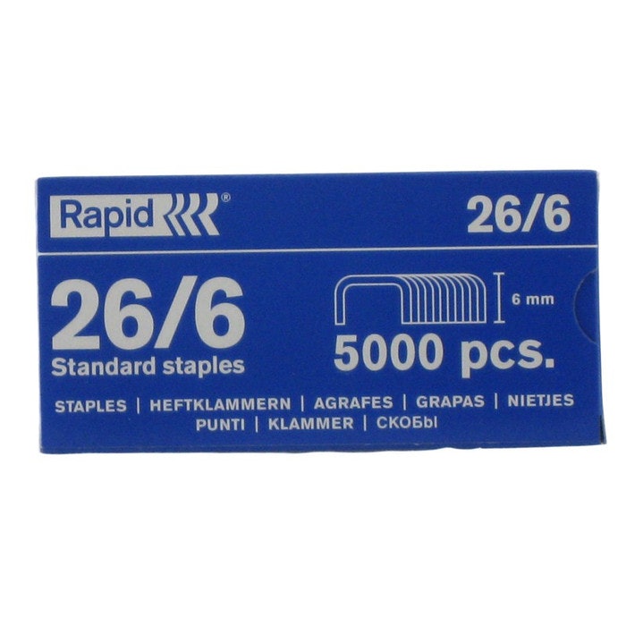 RAPID STAPLES 26/6 BOX 5000